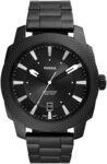 Fossil Machine Uhr f&uuml;r Herren, Quarzwerk mit Edelstahl- oder Lederarmband, Schwarz