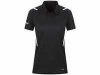 JAKO Damen Poloshirt Challenge, Kurzarm, schwarz meliert/weiß, 42