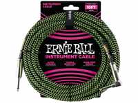 Ernie Ball Instrumentenkabel geflochten, gerade/gewinkelt, 3 m, Schwarz/Grün