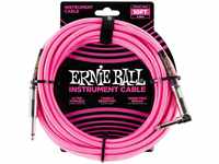 Ernie Ball Instrumentenkabel geflochten, gerade/gewinkelt, 3 m, Neon-Pink
