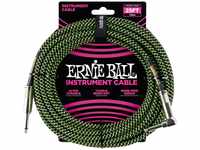 Ernie Ball Instrumentenkabel geflochten, gerade/gewinkelt, 7,62 m, Schwarz/Grün