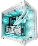 Mars Gaming MCV4 Wei&szlig;, Custom XXL E-ATX Gaming Tower, Rahmenloses Front und