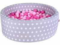 KNORRTOYS.COM 68152 dots-300 Bälle Bällebad, Grey White Dots, Soft Pink