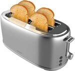 Cecotec Toaster 4 Scheiben Toast&Taste 1600 Retro Double Inox, 1630 W, 2 Breite...
