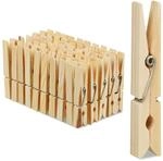 Relaxdays W&auml;scheklammern Holz, 100er Set, gro&szlig;e Holzw&auml;scheklammern, Basteln,