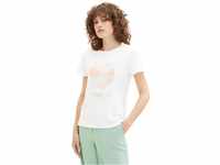 TOM TAILOR Damen 1035470 T-Shirt mit Print, 10315 - Whisper White, XL