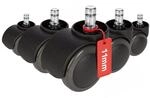 hjh OFFICE 619026 5X Hartbodenrollen 11mm / 50mm ROLO No-Noise Stuhlrollen f&uuml;r...
