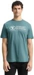 TOM TAILOR Herren Basic T-Shirt mit Print aus Baumwolle, deep bluish green, XL
