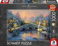 Schmidt Spiele 58450 - Thomas Kinkade "Winterliches Dorf", 1000 Teile Puzzle