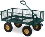 Relaxdays Handwagen, praktischer Bollerwagen f&uuml;r den Garten, mit Luftbereifung,