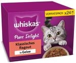 WHISKAS PURE DELIGHT Nassfutter in Gelee 24 x 85g Klassisches Ragout (4 Packungen) 48