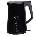 Adler AD 1345 elektrischer Wasserkocher aus Edelstahl 1,7 l schwarz LED Anzeige