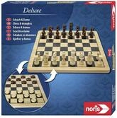 Noris Deluxe Schach und Dame &ndash; Spieleklassiker in wertiger Holzausf&uuml;hrung,
