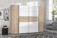 FORTE Narago Schrank 270, wei&szlig;er Kleiderschrank, Schwebet&uuml;renschrank mit