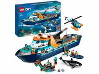 LEGO 60368 City Arktis-Forschungsschiff, großes schwimmfähiges Spielzeug-Boot...
