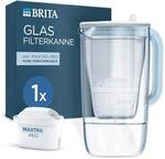 BRITA Wasserfilter Kanne Glas blau, 1 MAXTRA PRO Pure Performance Kartusche