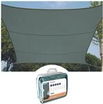 Perel Sonnensegel, 3,6 x 3,6 m quadratisch, 90% UV, wasserabweisend, Grungrau