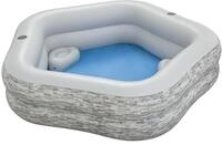 Bestway TruPrint Family Pool 213 x 206 x 53 cm, Steinwand-Optik (Cremegrau)