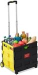 Relaxdays Einkaufstrolley klappbar, Teleskop-Griff, 2 Gummi Rollen, bis 35 kg,