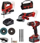 Einhell Akku-Bohrschrauber TE-CD 18/40 Li + Akku-Winkelschleifer TC-AG 18/115 Li +