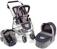 Bayer Chic 2000 637-26 Kombi-Puppenwagen Emotion 3-in-1 All In, Melange grau-Navy