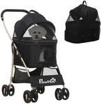 PawHut Hundewagen 2 in 1 Hundebuggy Faltbar f&uuml;r Kleine Hunde 10kg Schwarz