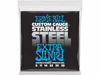 Ernie Ball Extra Slinky Stainless Steel Wound E-Gitarrensaiten, Stärke 8-38