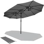 VOUNOT Doppelsonnenschirm mit Handkurbel, Sonnenschirm Marktschirm Gartenschirm