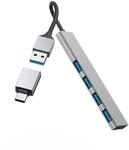 Hama USB-Hub 4 Ports (USB-A und USB-C-Anschluss, 4X USB-A f&uuml;r Maus, Tastatur,