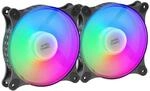 Mars Gaming MFDUO, Kit 2 L&uuml;fter FRGB Rainbow 360&deg;, Ultraleise, Dualer Anschluss