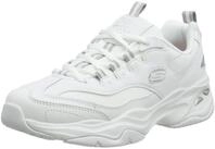Skechers Damen D'lites 4.0 Fresh Diva Sneaker, White Leather Mesh Gray Trim, 38.5 EU