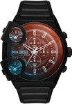 Diesel Sideshow Uhr f&uuml;r Herren, Quarz-Chronographenwerk mit Silikon-, Edelstahl-