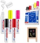 edding 4090 Kreidemarker - bunte Farben (basic) - 5 Stifte - Keilspitze 4-15mm -