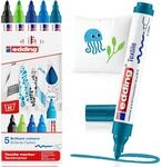 edding 4500 Textilmarker - schwarz, 3x blau, gr&uuml;n - 5 St&uuml;ck - Rundspitze 2-3 mm -