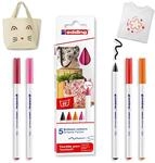 edding 4600 Textilstift - schwarz, rot, orange, pink, karmin-rot - 5 St&uuml;ck -