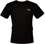 Alpha Industries Basic T Small Logo T-Shirt f&uuml;r Herren Black/Neon Orange