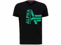 Alpha Industries Herren Half Logo Foam T-Shirt, Black/Green, XS