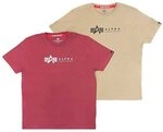 Alpha Industries Alpha Label T 2 Pack T-Shirt f&uuml;r Herren Olive/Burgundy