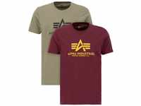 Alpha Industries Basic T 2 Pack T-Shirt für Herren Olive/Burgundy
