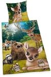 Herding Animal Club Forest Bettw&auml;sche-Set, Wendemotiv, Kopfkissenbezug 80 x 80 cm,