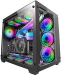 Mars Gaming MCV3 Schwarz, Custom XXL E-ATX Gaming Tower, Front und Seitenfenster