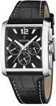 Festina Herren Uhr Analog mit Schwarzem Lederarmband - Quarzwerk - Chronograph -