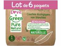 Love & Green Pure Nature Packung mit 6 ungebleichten ökologischen Windeln (je...