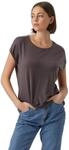 VERO MODA Damen Vmava Plain Top Gajrs Noos T-Shirt, Asphalt, M EU