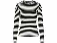 PIECES Damen T-Shirt,Cloud Dancer/Stripes:Black,XL