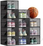 SONGMICS Schuhboxen, Schuh-Organizer aus Kunststoff, mit T&uuml;r, durchsichtig, 12er