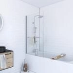AURLANE TSHAPE Chrom-Badewannenabtrennung, drehbar, mit Handtuchhalter, 85 x 150 cm,