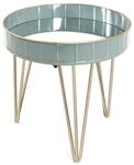 HAKU Beistelltisch rund blau Gold grau Metall Spiegel Couchtisch Sofatisch -...