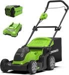 Greenworks G40LM41K25 Kabelloser Akku Rasenm&auml;her f&uuml;r Fl&auml;chen bis zu 300 m&sup2;, 41 cm