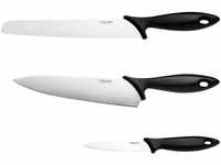 Fiskars Starter-Set, 3-teiliges Messer-Set, Kochmesser, Brotmesser, Schälmesser
